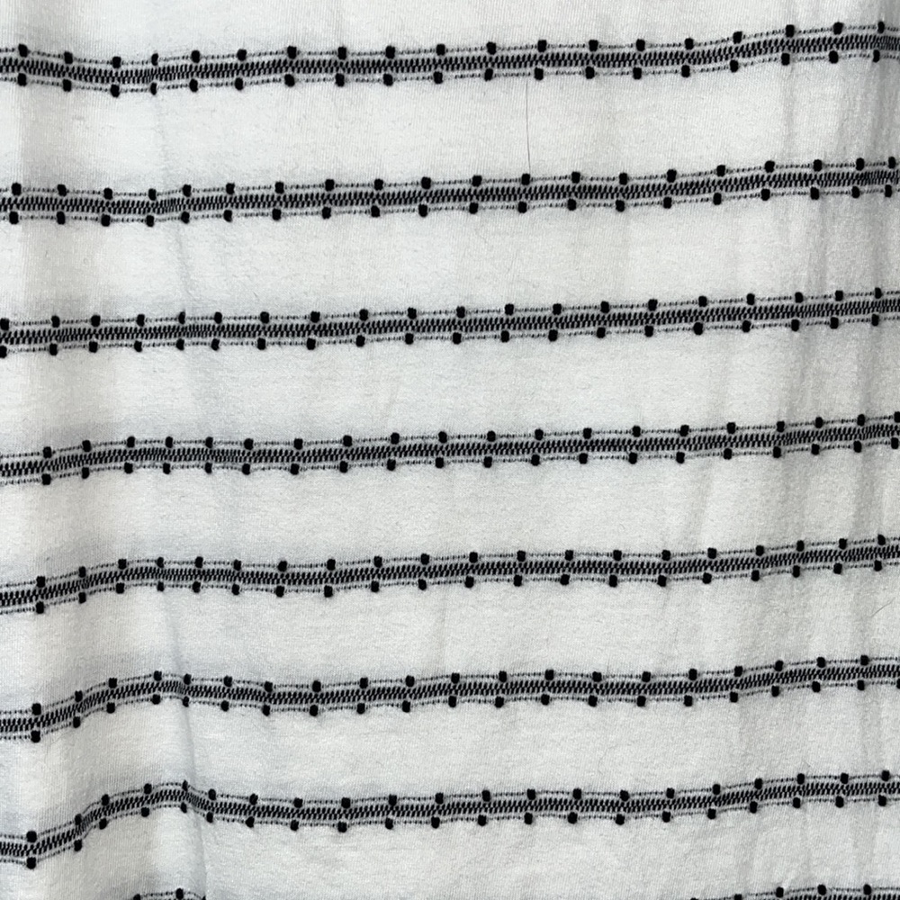LOFT Striped With Black Dot Embroidery Split Sleeve White Tee Size S - Picture 4 of 7